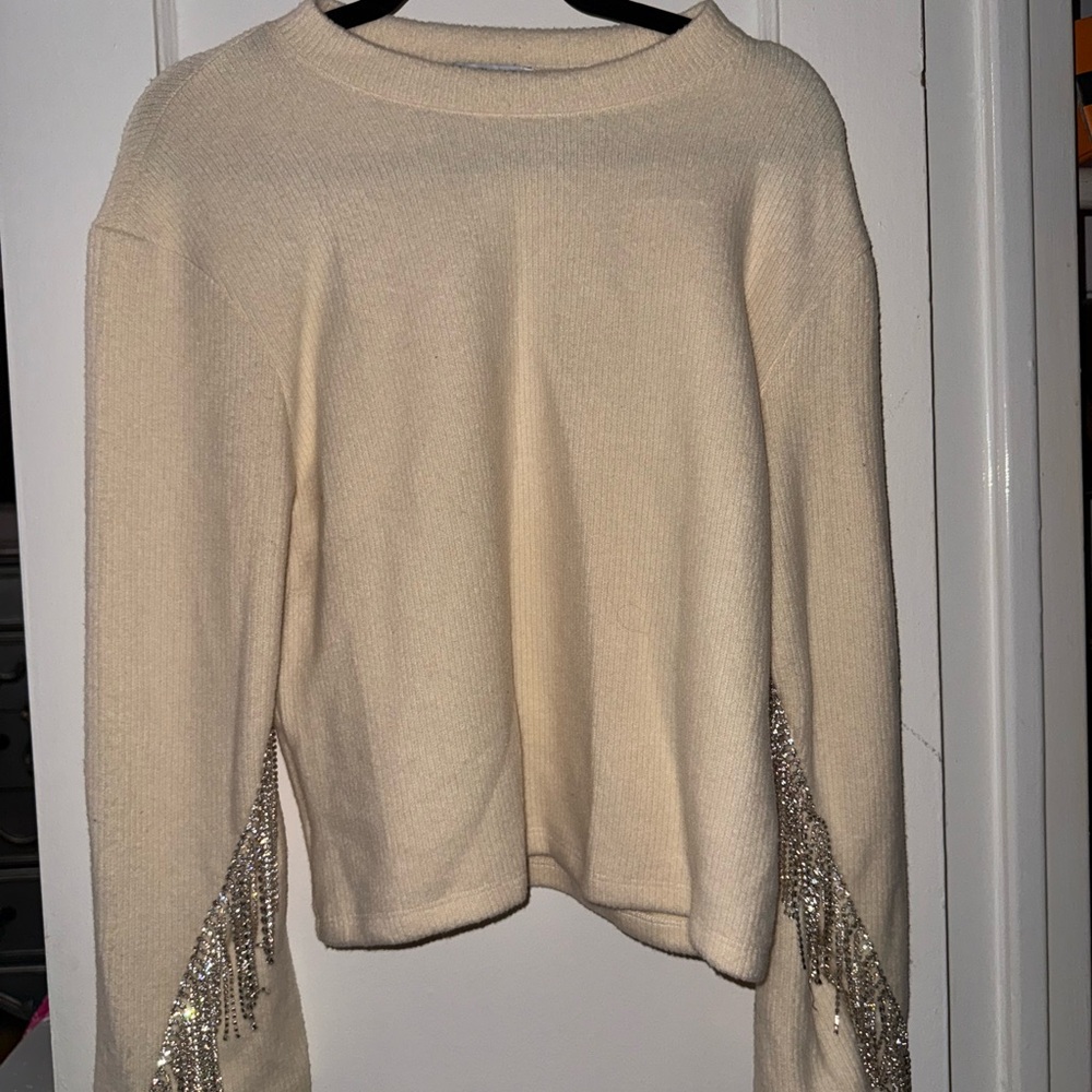 Zara Cream Sweater with Silver Accents